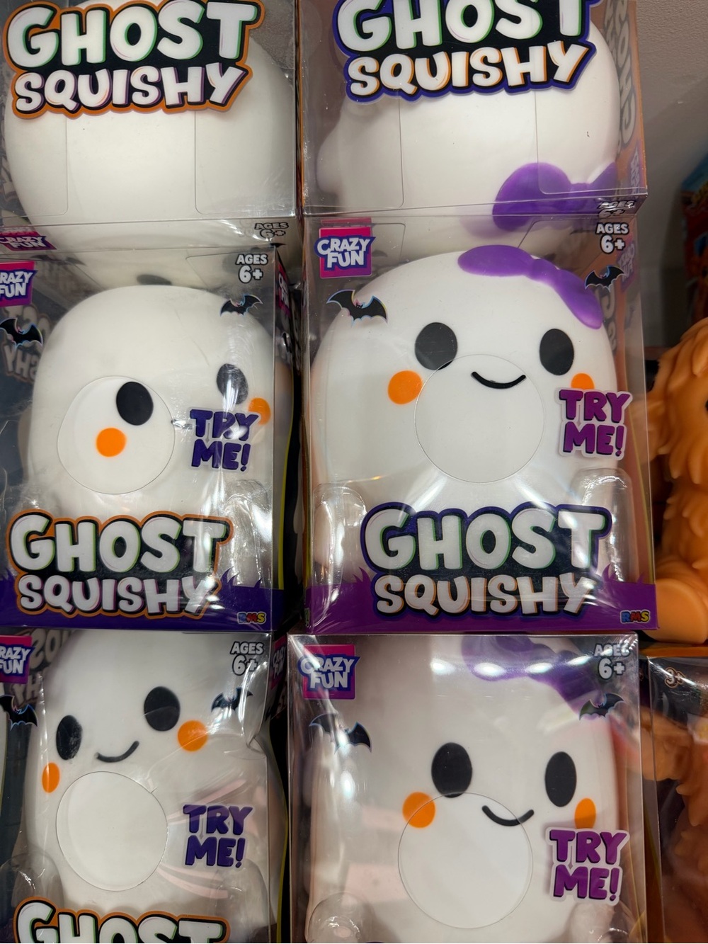 GIRL Ghost Squishy Kids Toy - White with Purple Accent